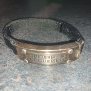 HARLEY DAVIDSON Black and Silver Leather Bracelet